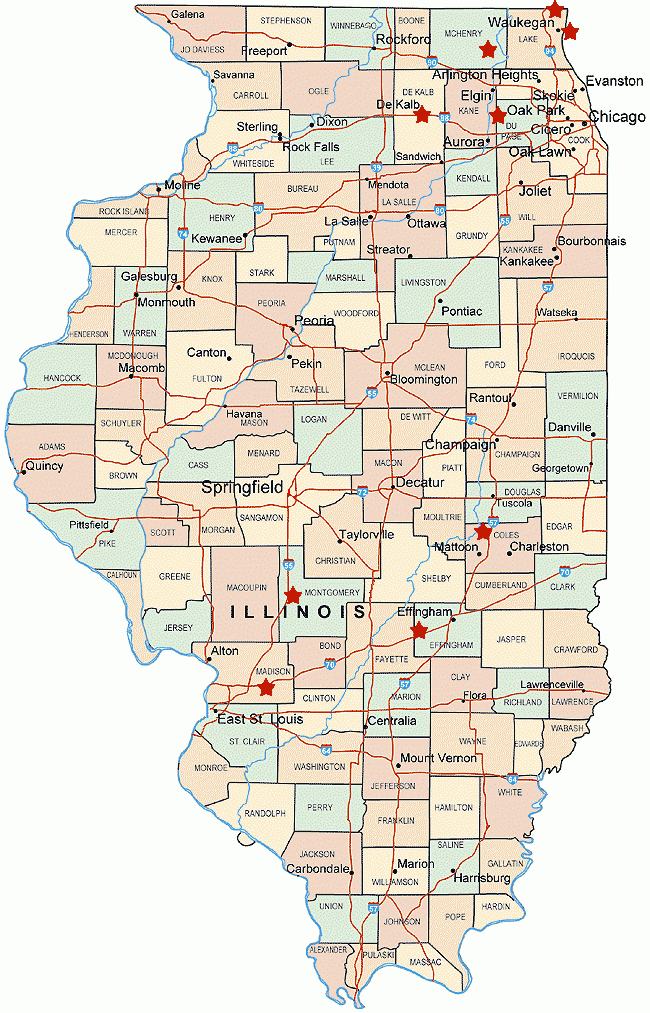 Printable Illinois Map With Cities