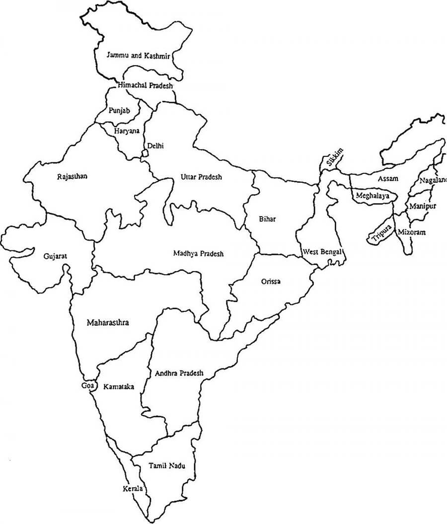 Printable India Map Black White Free Download And Print For You 