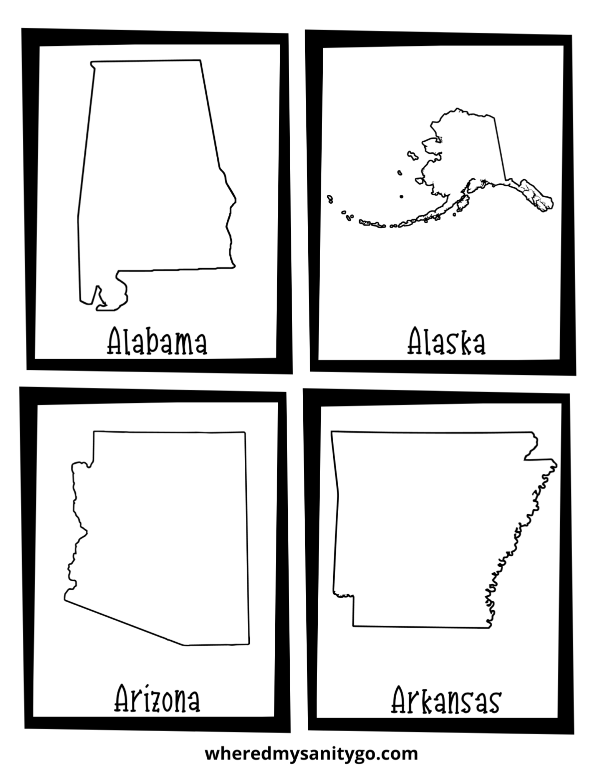 Printable Individual State Maps