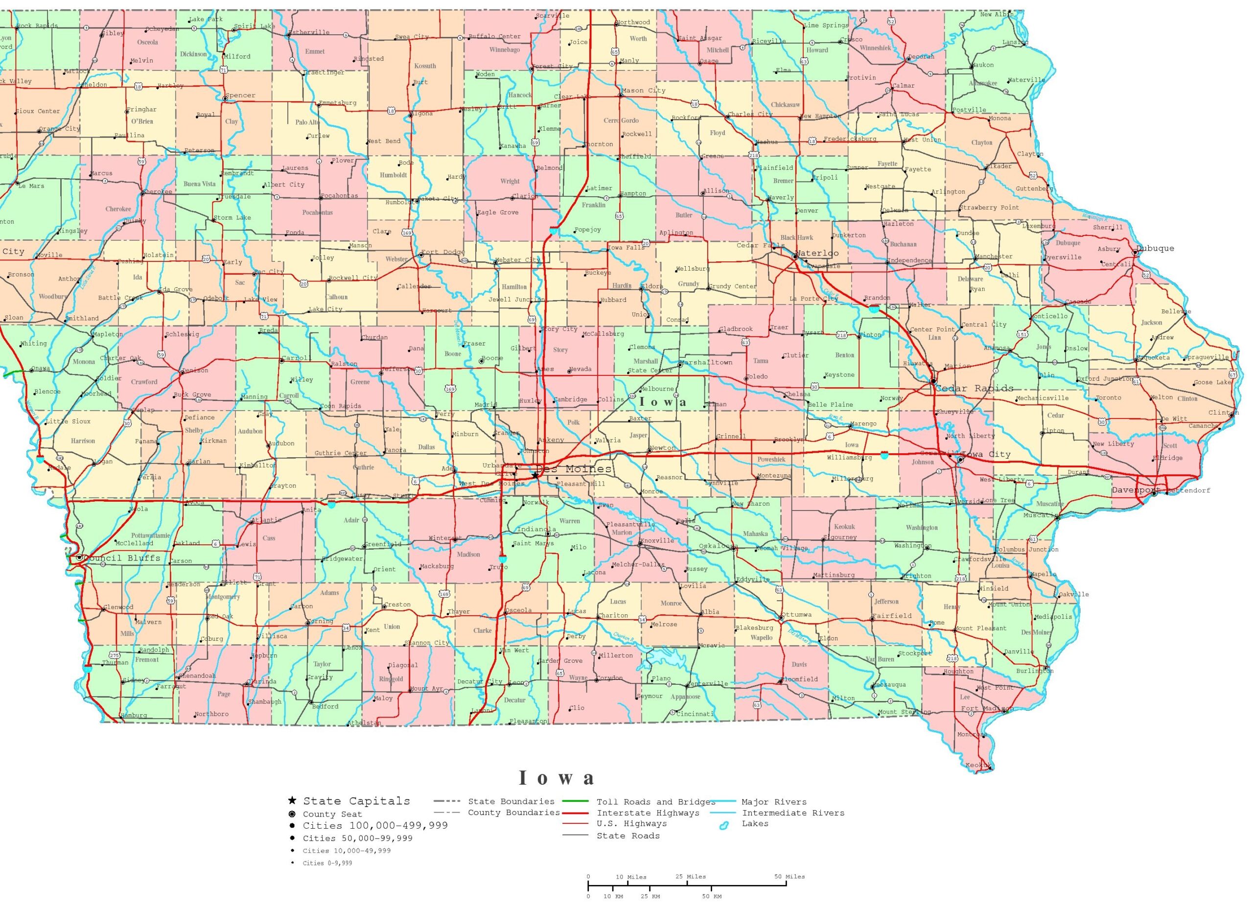 Printable Iowa County Map