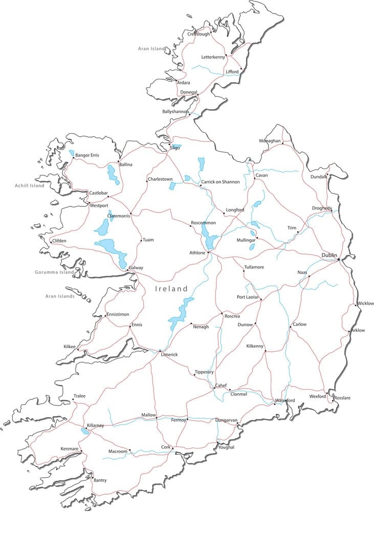 Printable Ireland Counties Map Free Download And Print For You