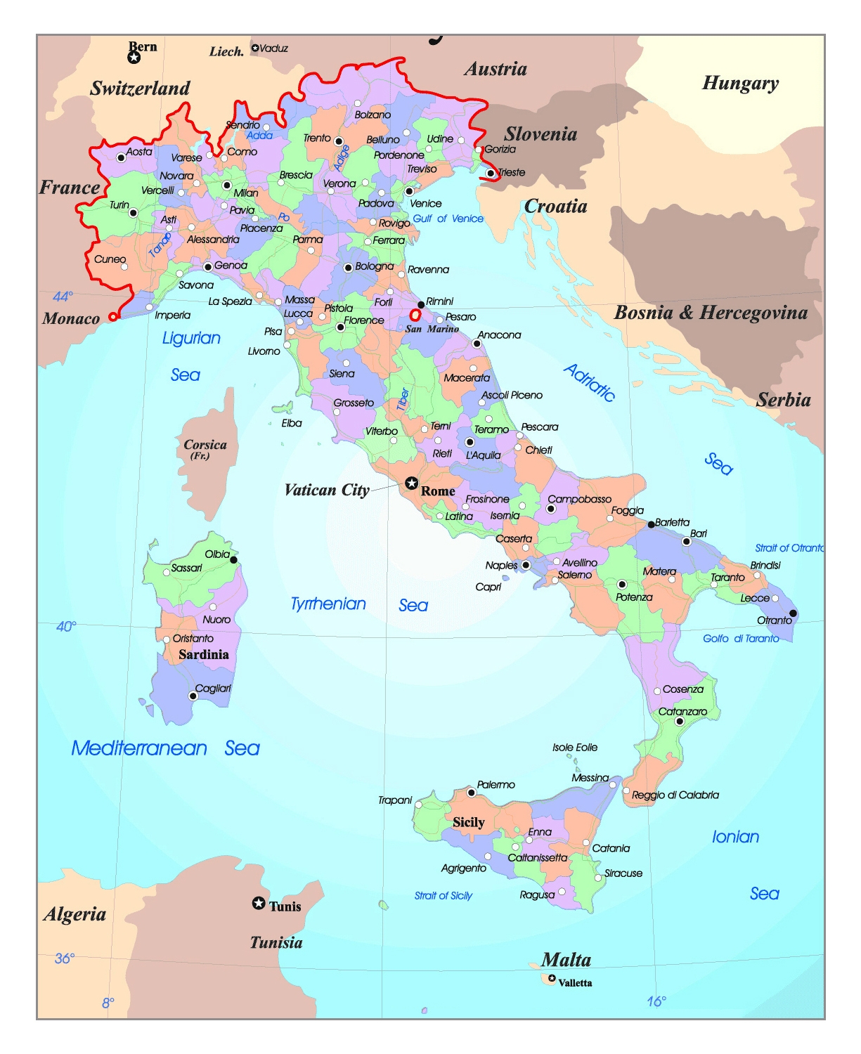 Printable Italy Map With Cities