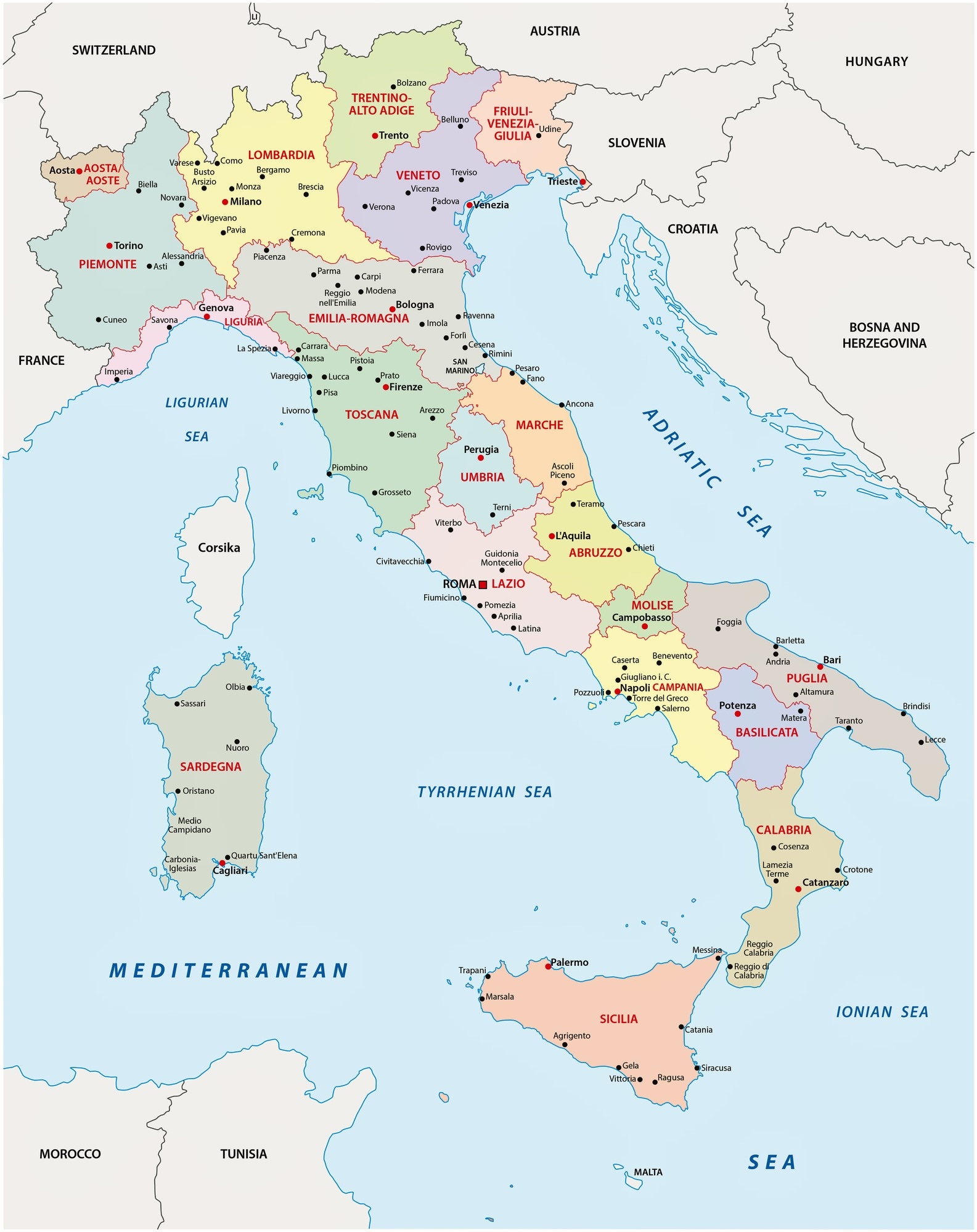 Printable Italy Map With Cities