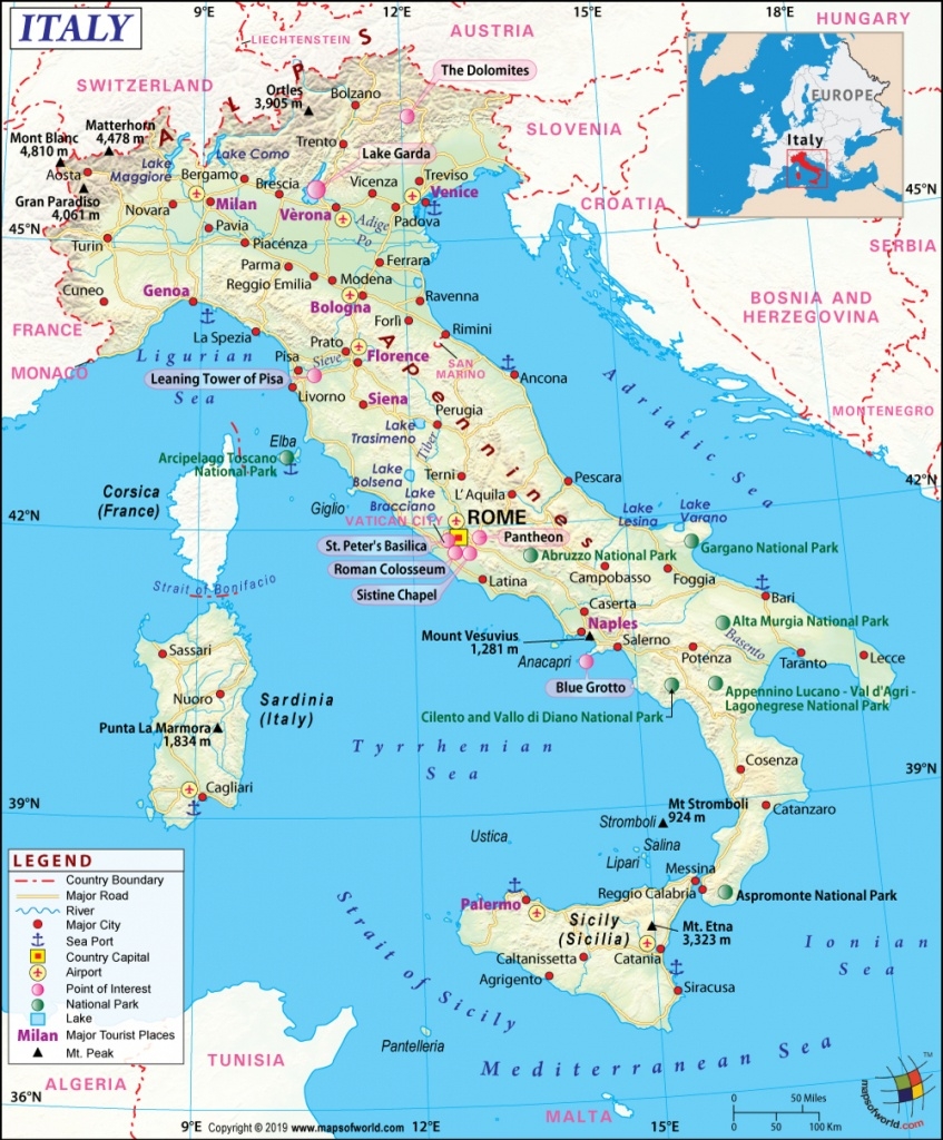 Printable Italy Map With Cities