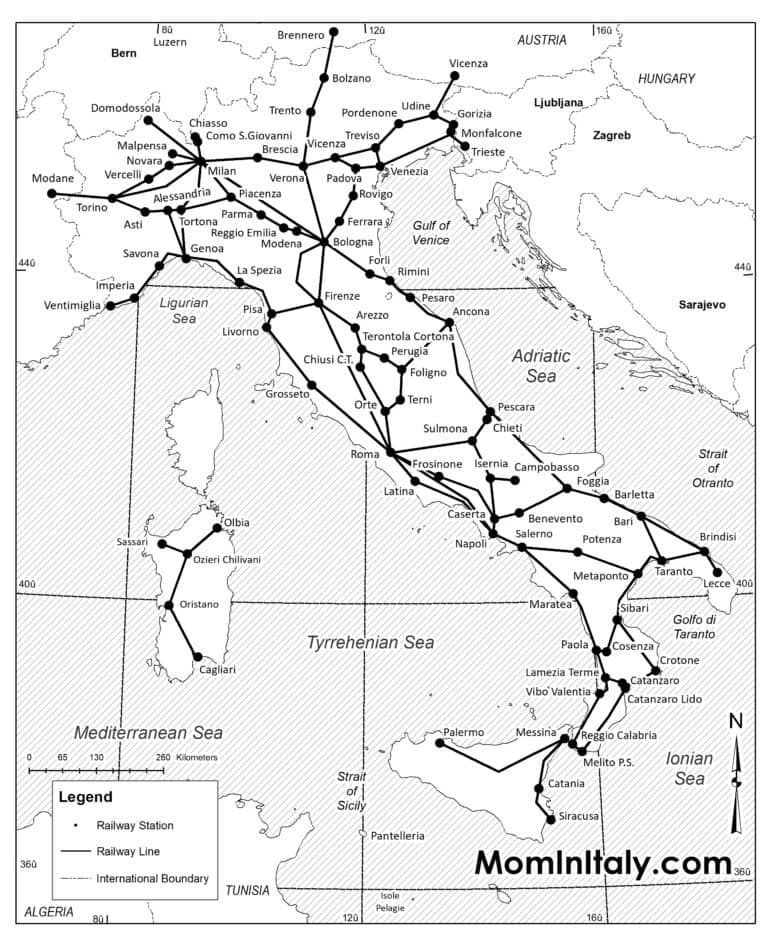 Printable Italy Train Map Printable Italy Train Map
