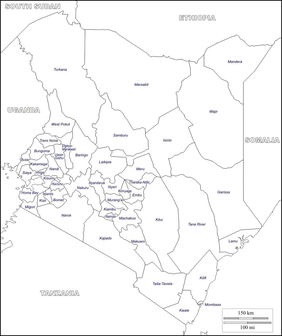 Printable Kenya Map Outline Free Download And Print For You 