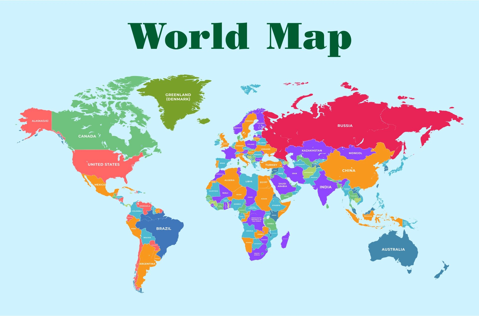 Printable Labeled World Map