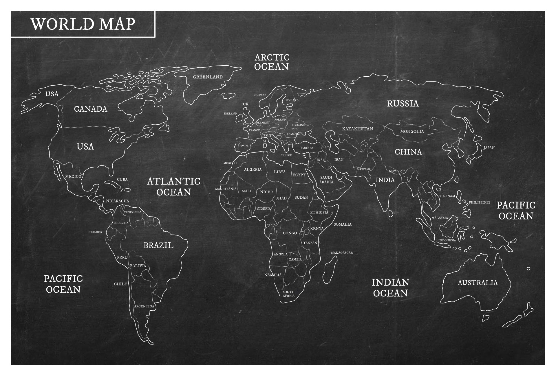 Printable Labeled World Map Free Printable Map