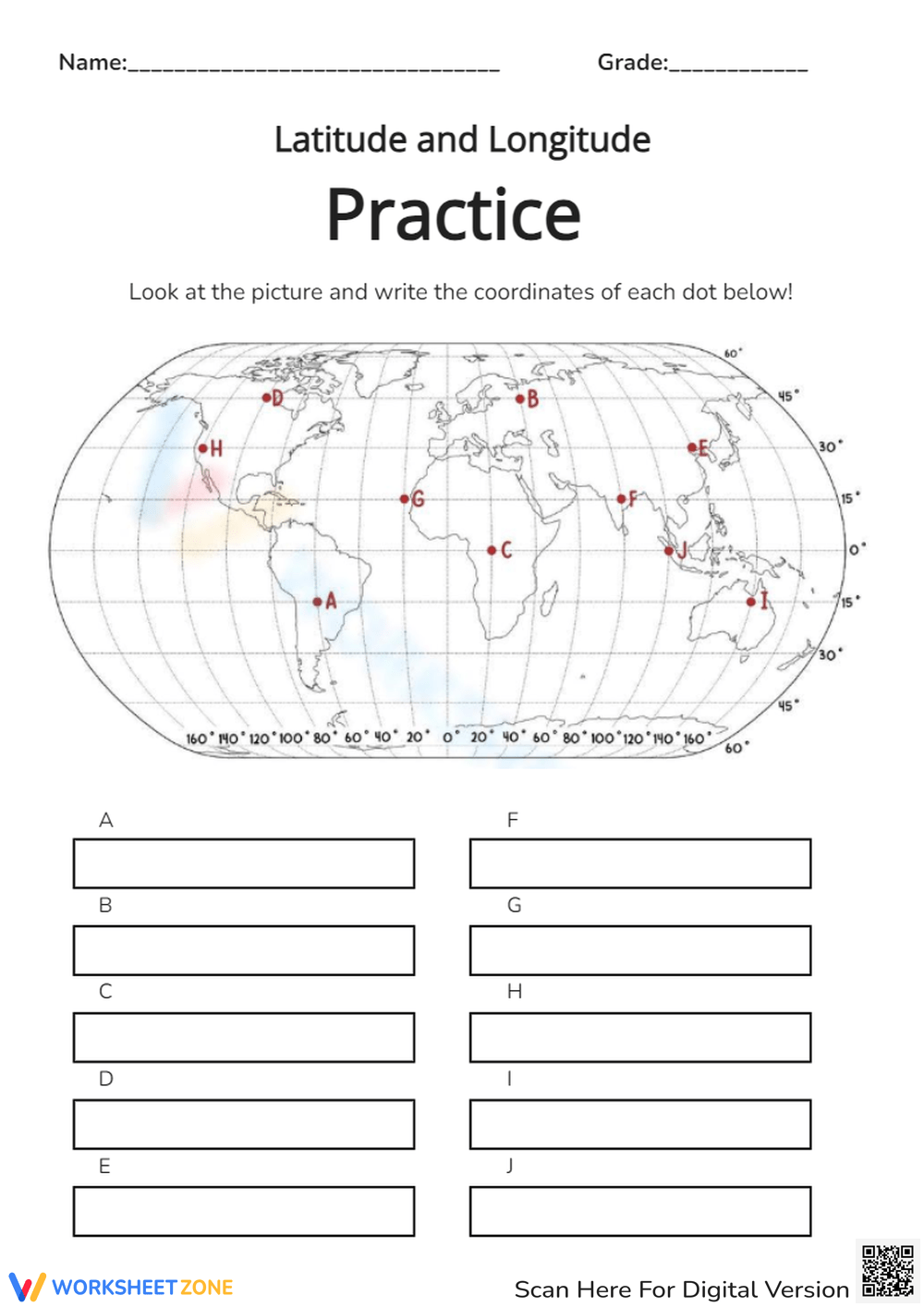 Printable Latitude And Longitude Map