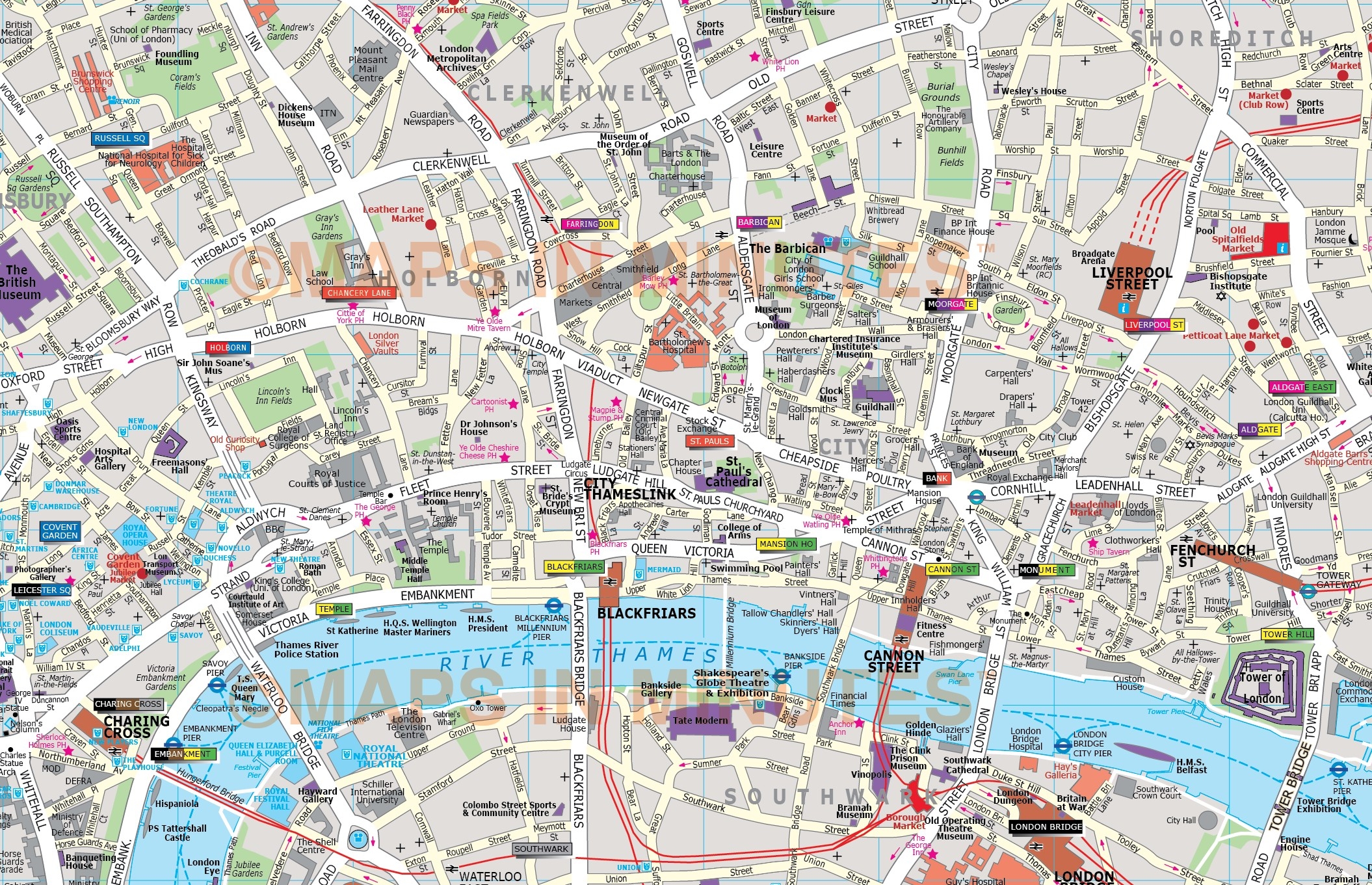 Printable London Tourist Map