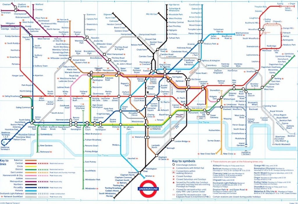 Printable London Underground Map