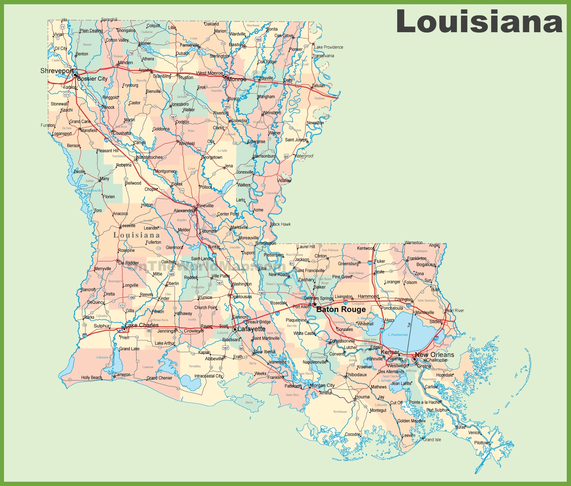 Printable Louisiana Map