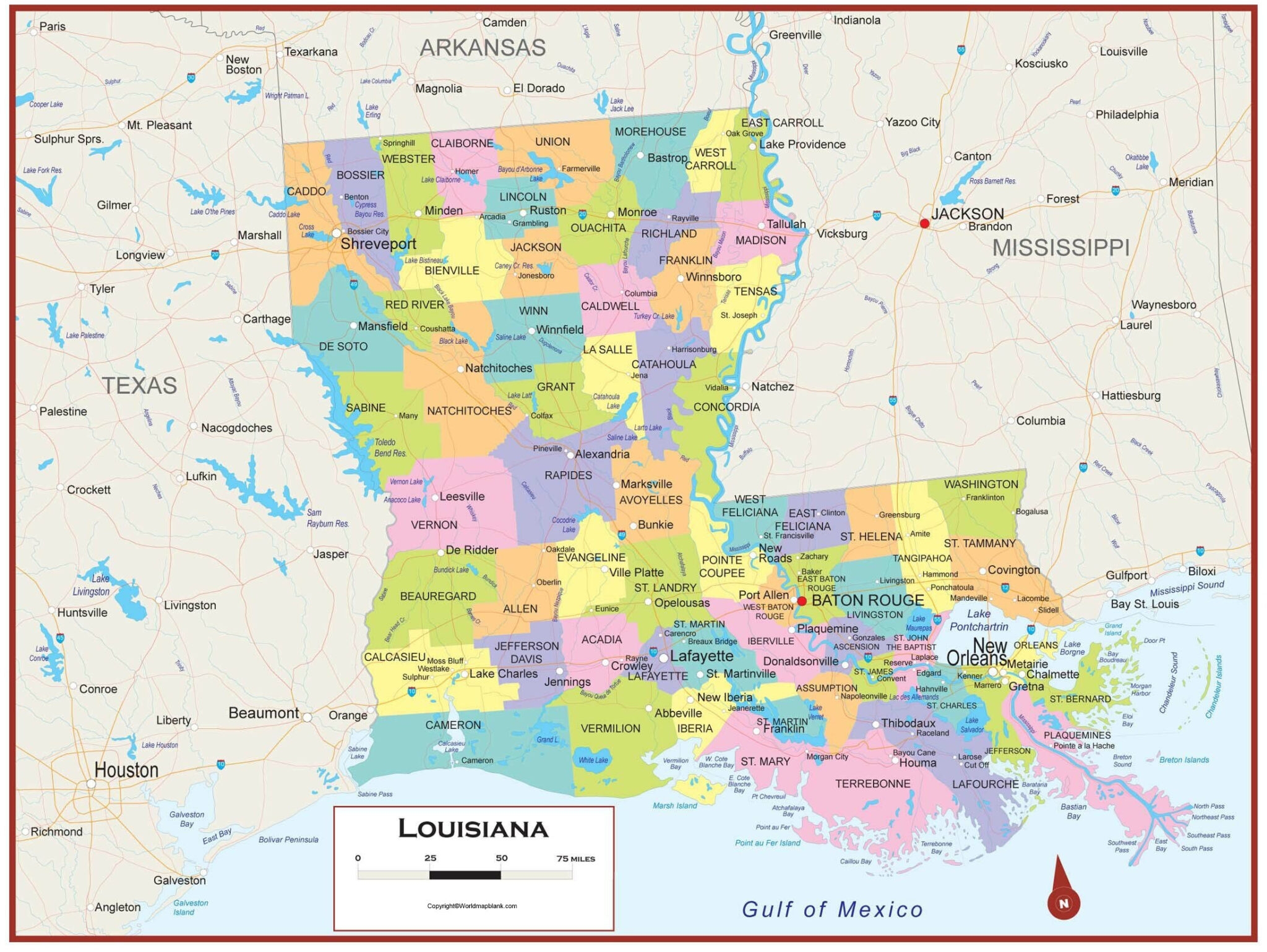 Printable Louisiana Map