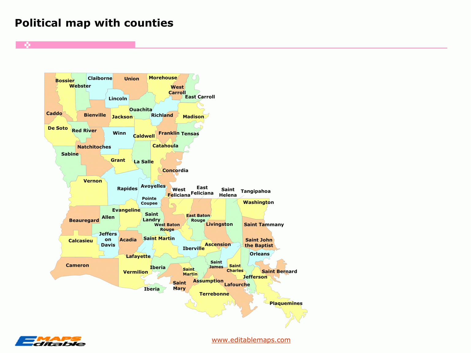 Printable Louisiana Parish Map