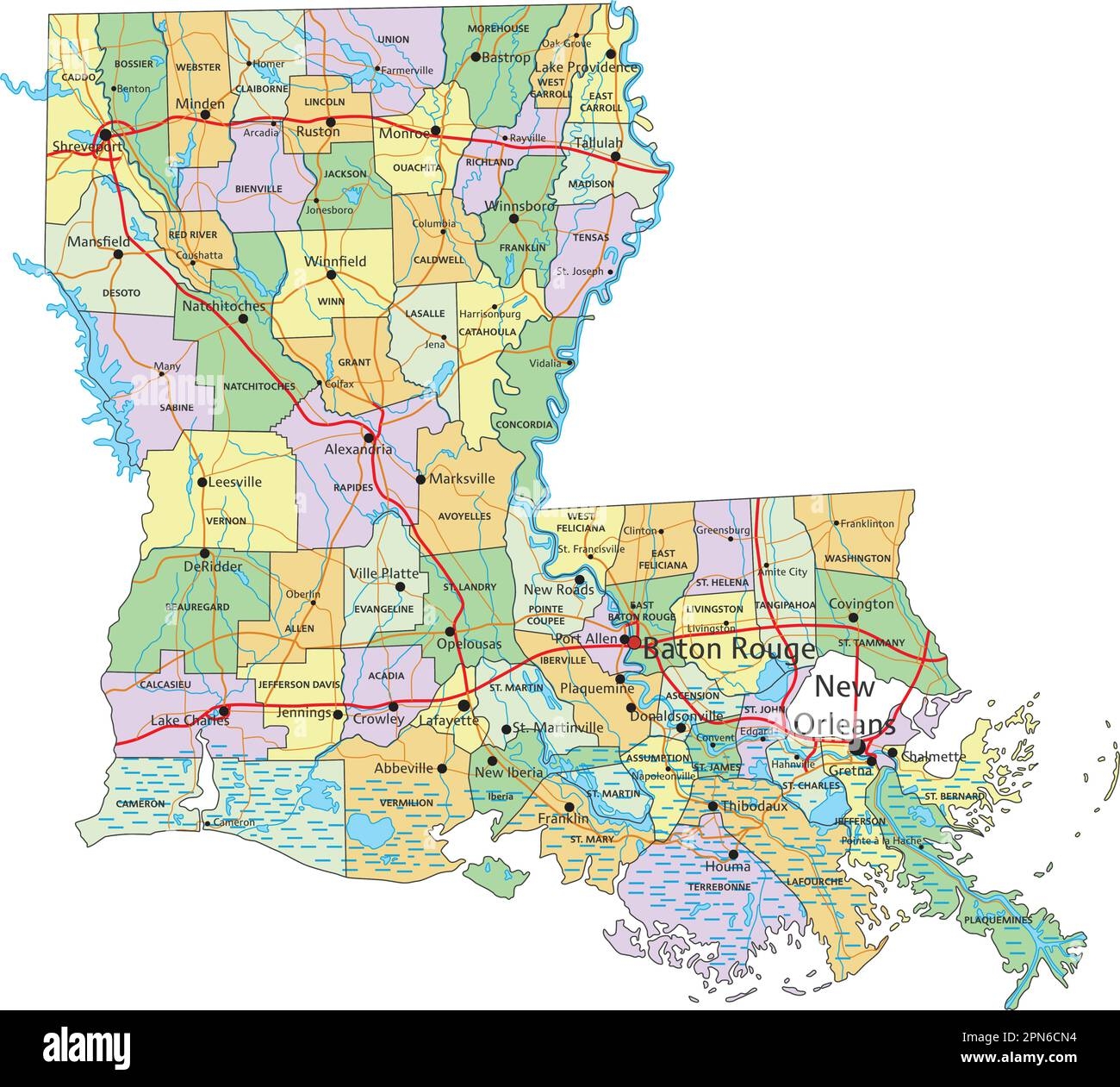 Printable Louisiana Parish Map