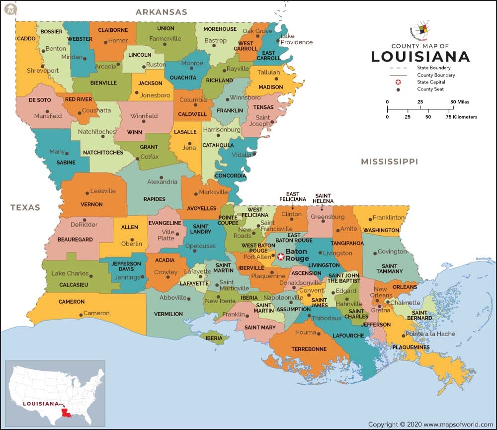 Printable Louisiana Parish Map