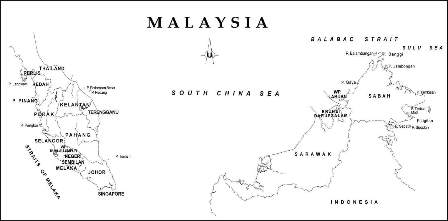 Printable Malaysia Map Outline Free Download And Print For You 