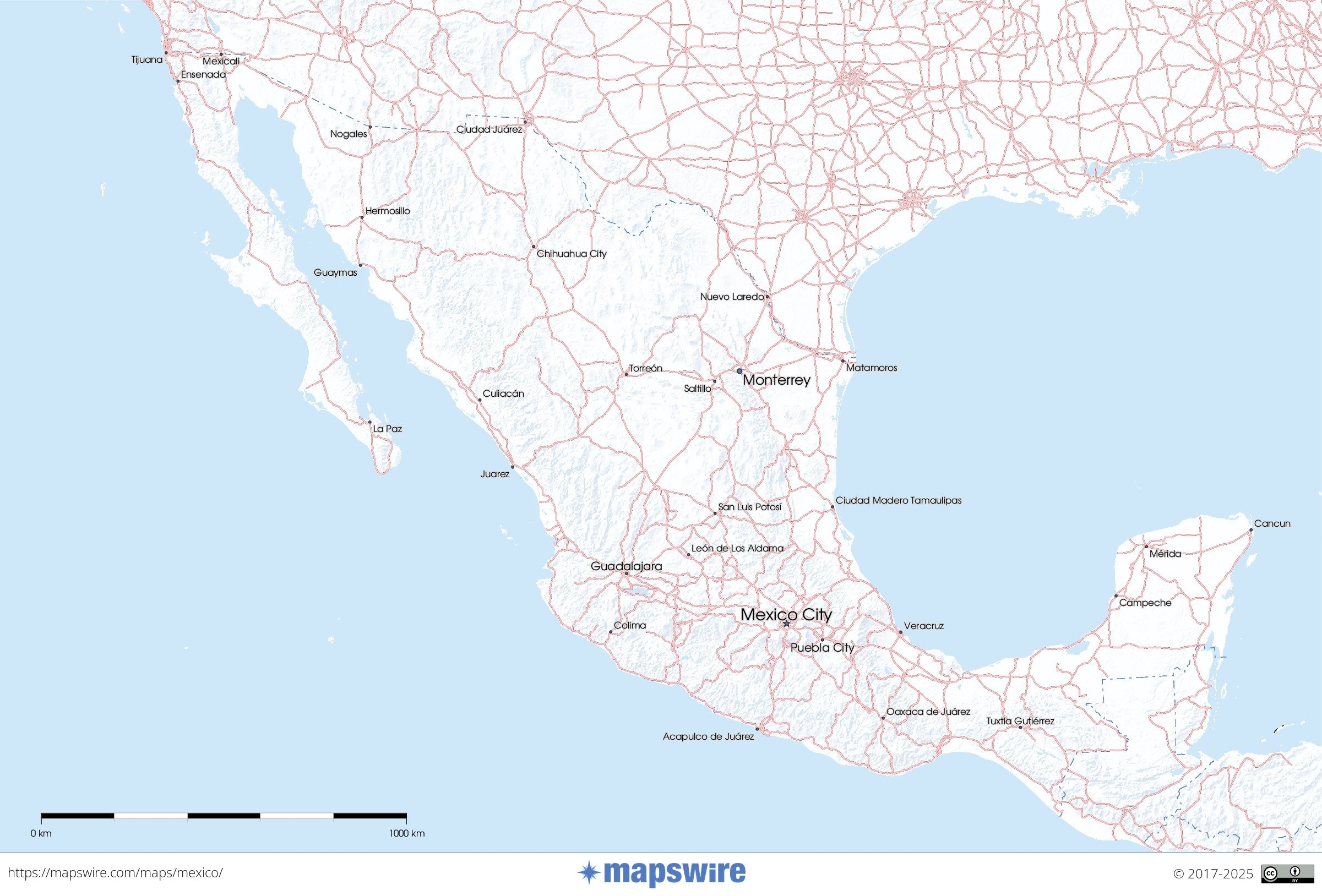 Printable Map Mexico
