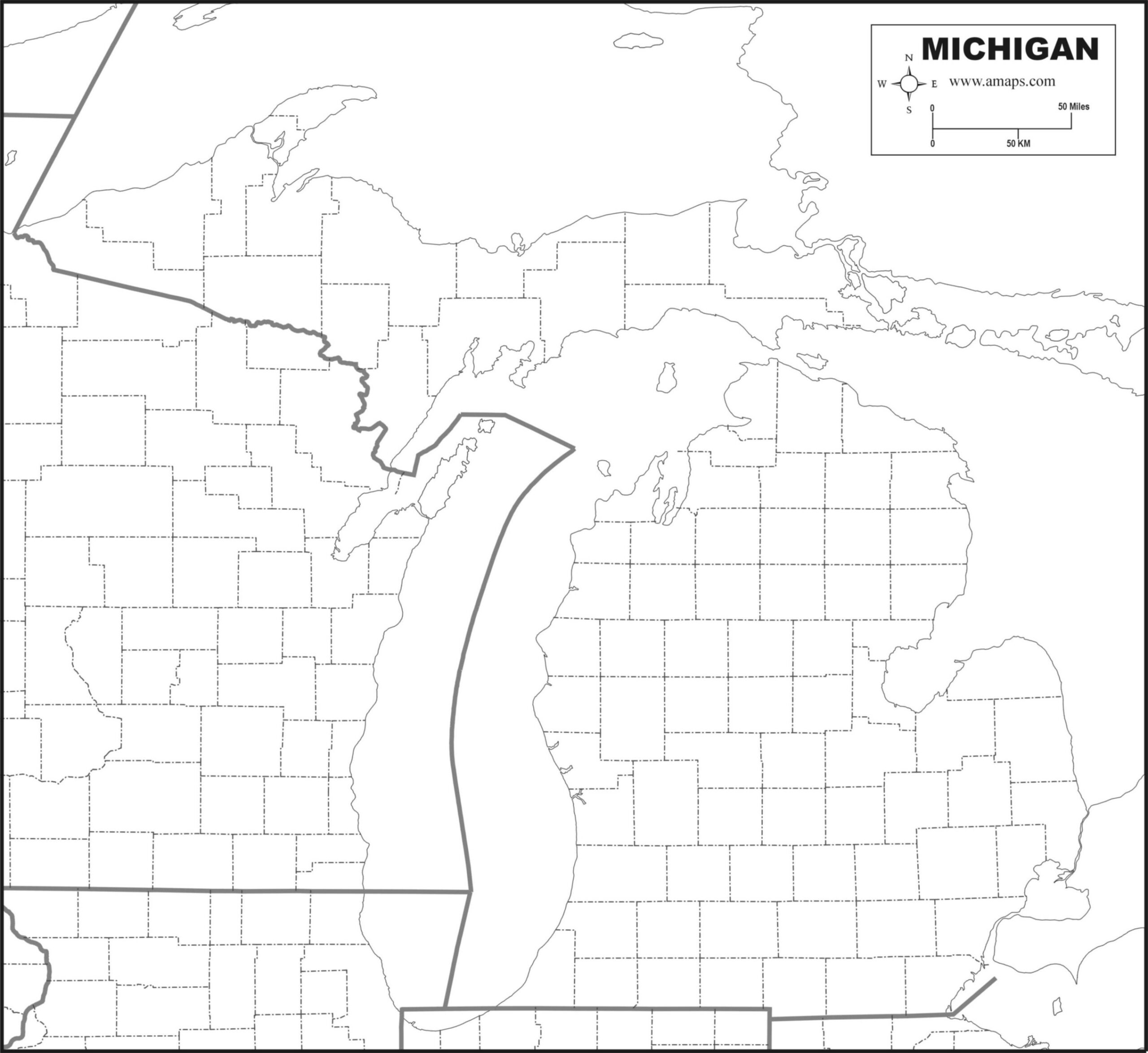 Printable Map Michigan Free Printable Map
