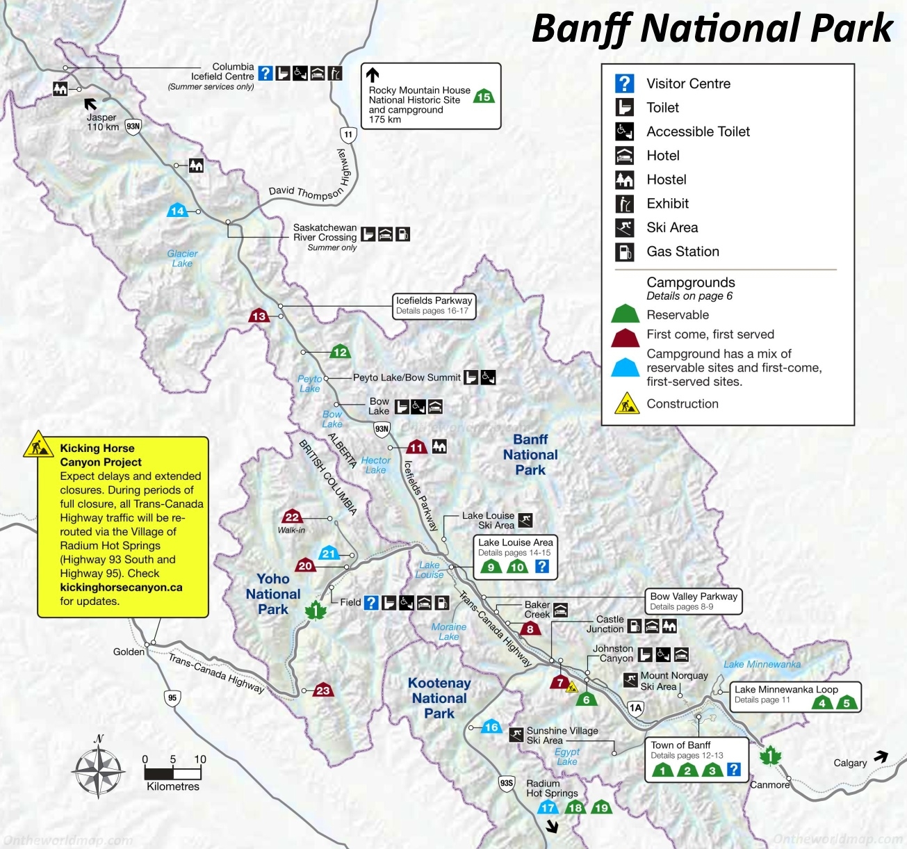 Printable Map Of Banff National Park