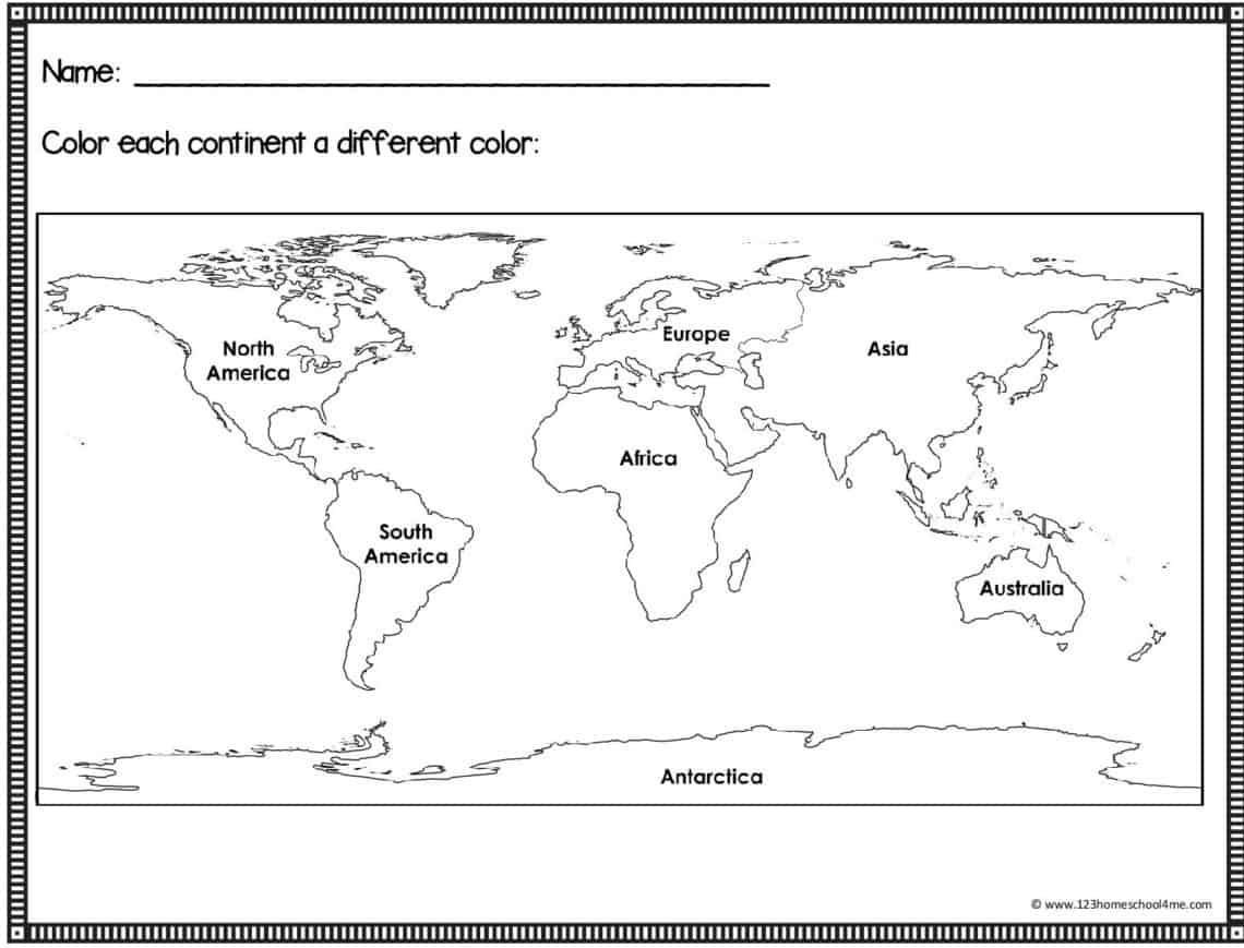 Printable Map Of Continents Without Names