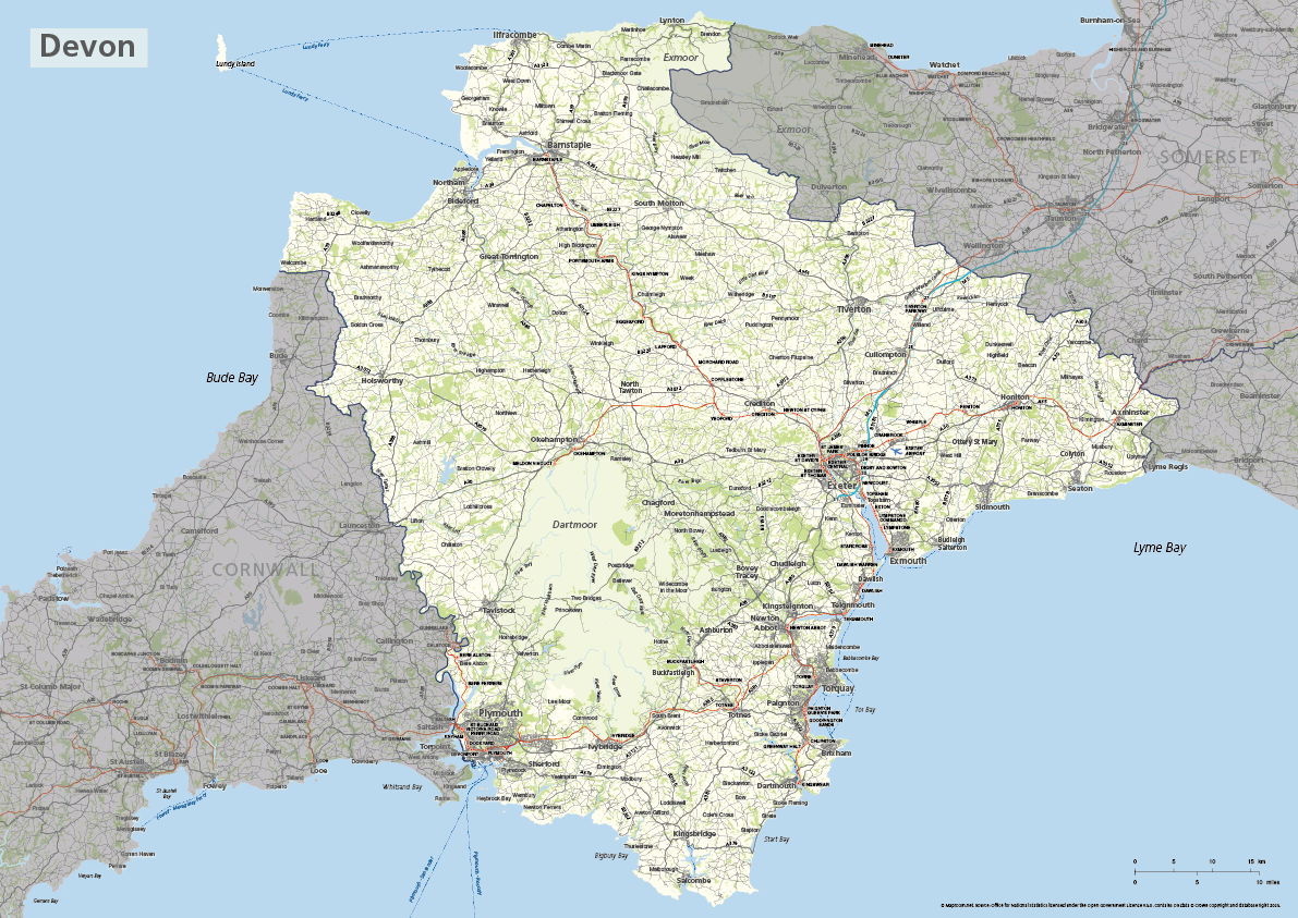 Printable Map Of Devon
