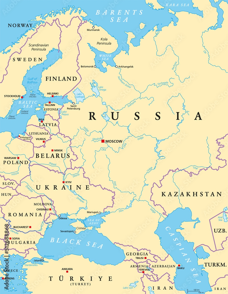 Printable Map Of Europe And Russia