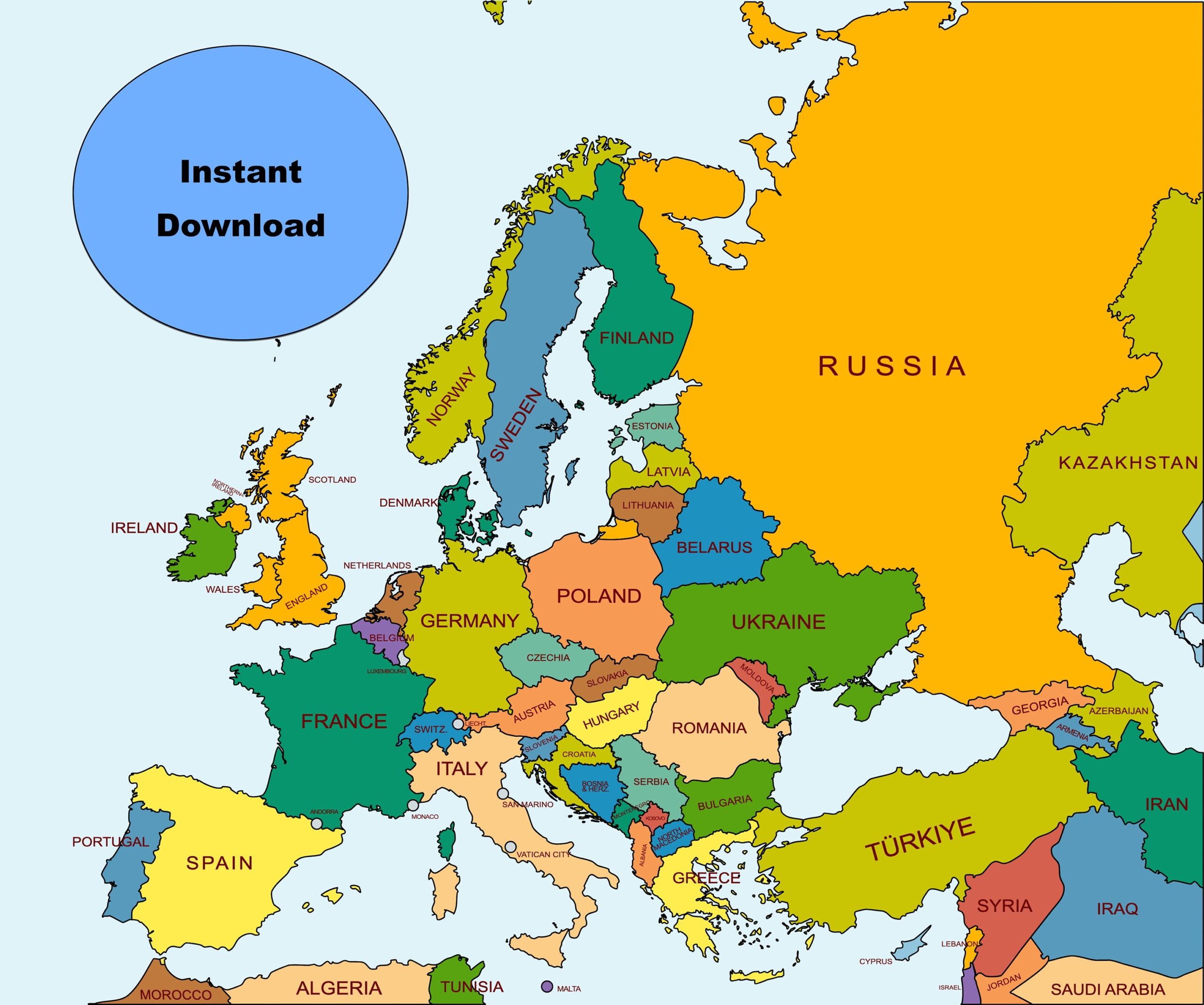 Printable Map Of European Countries
