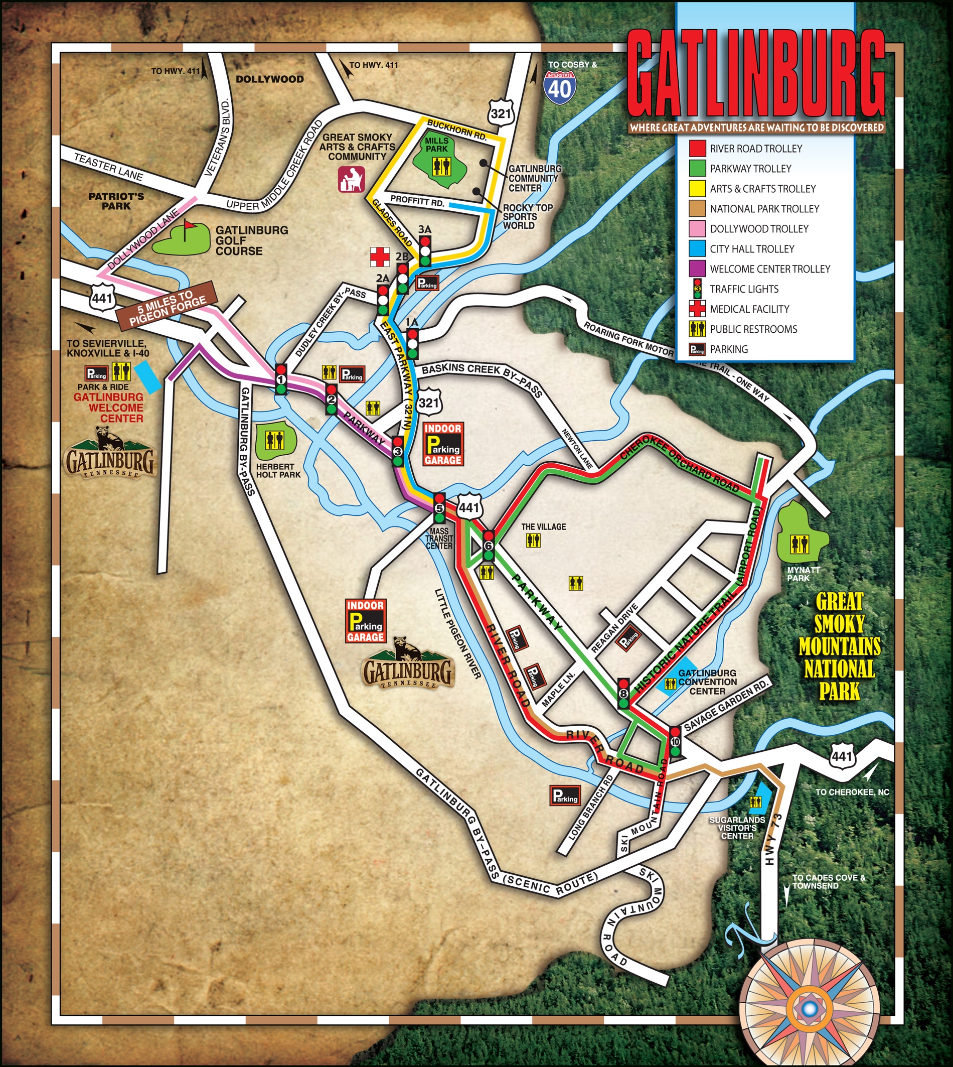 Printable Map Of Gatlinburg Tn