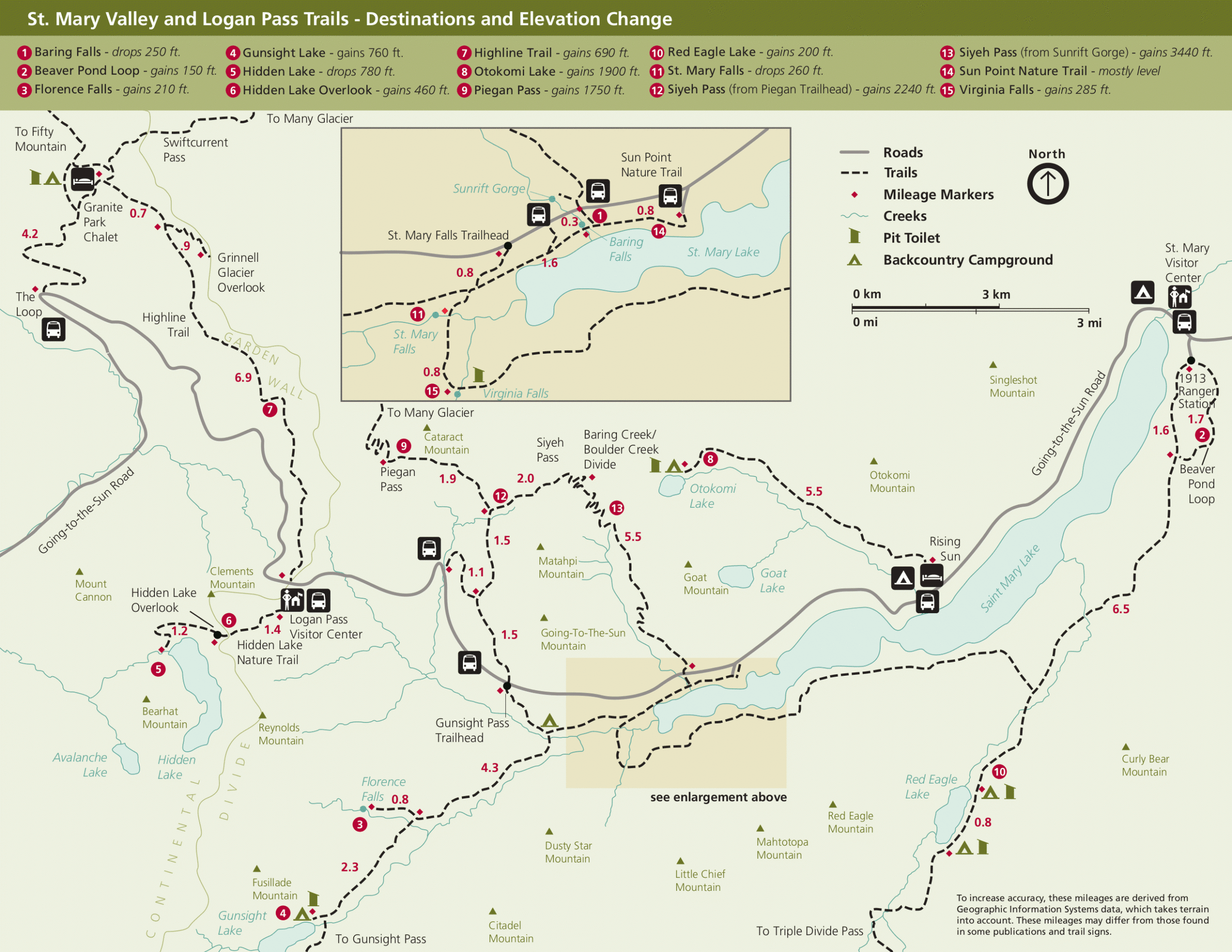 Printable Map Of Glacier National Park