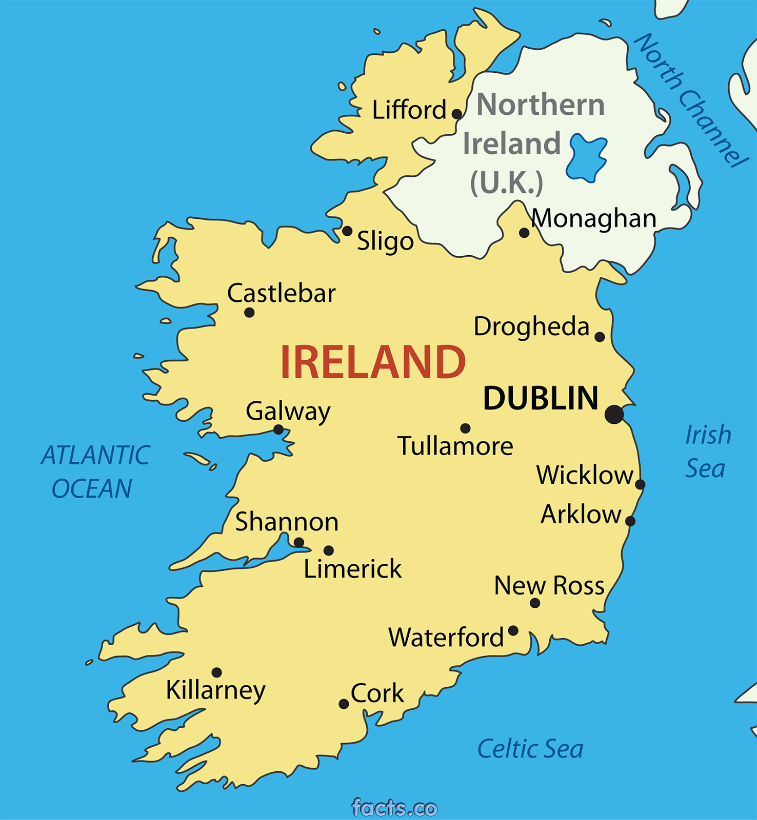 Printable Map Of Ireland With Cities