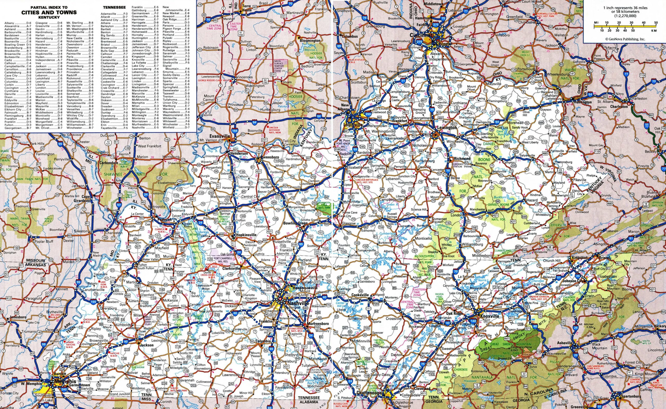 Printable Map Of Kentucky Cities