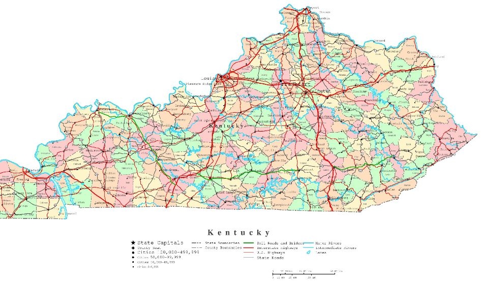 Printable Map Of Kentucky UK Printable Hub