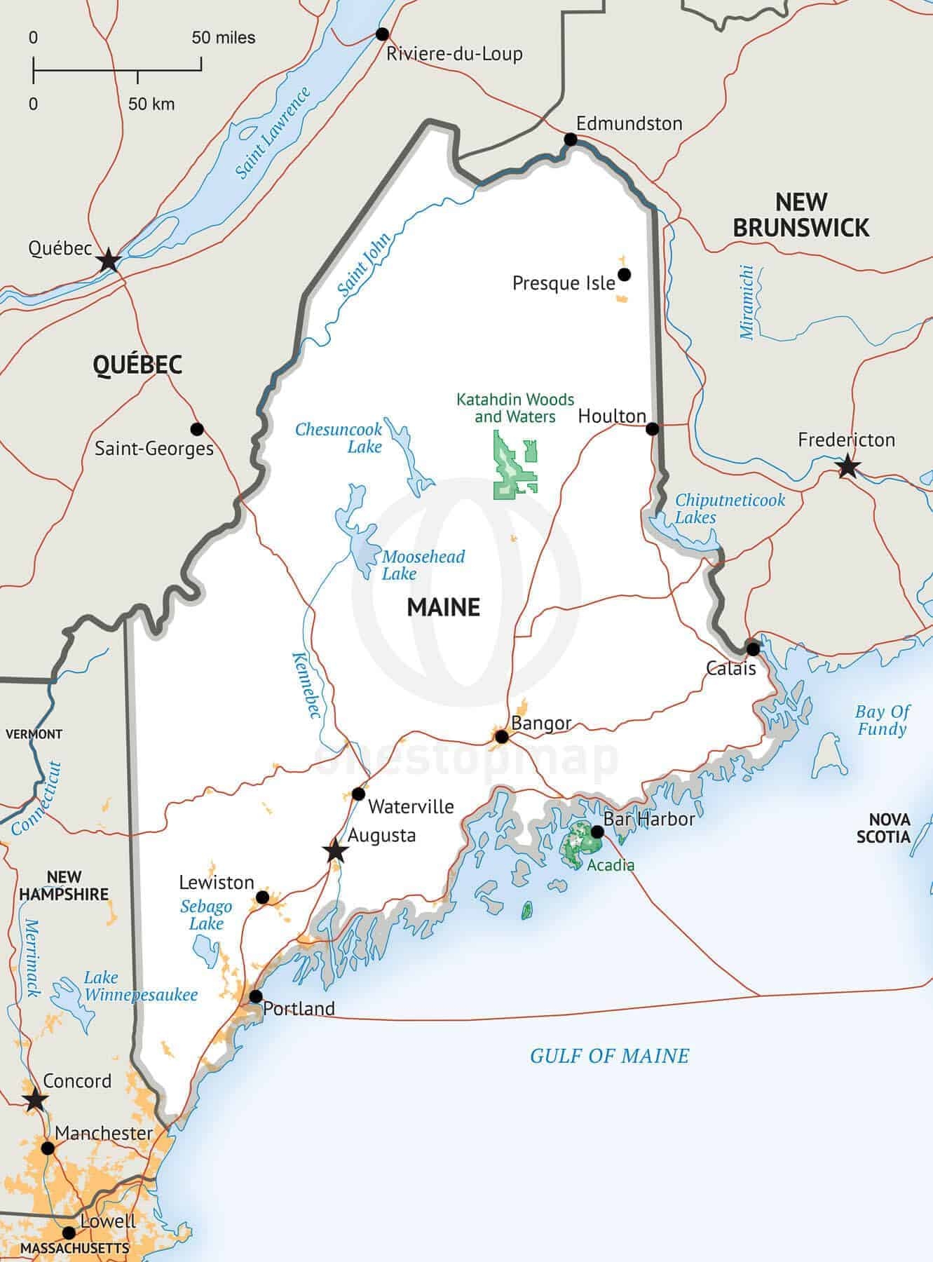 Printable Map Of Maine Coastline