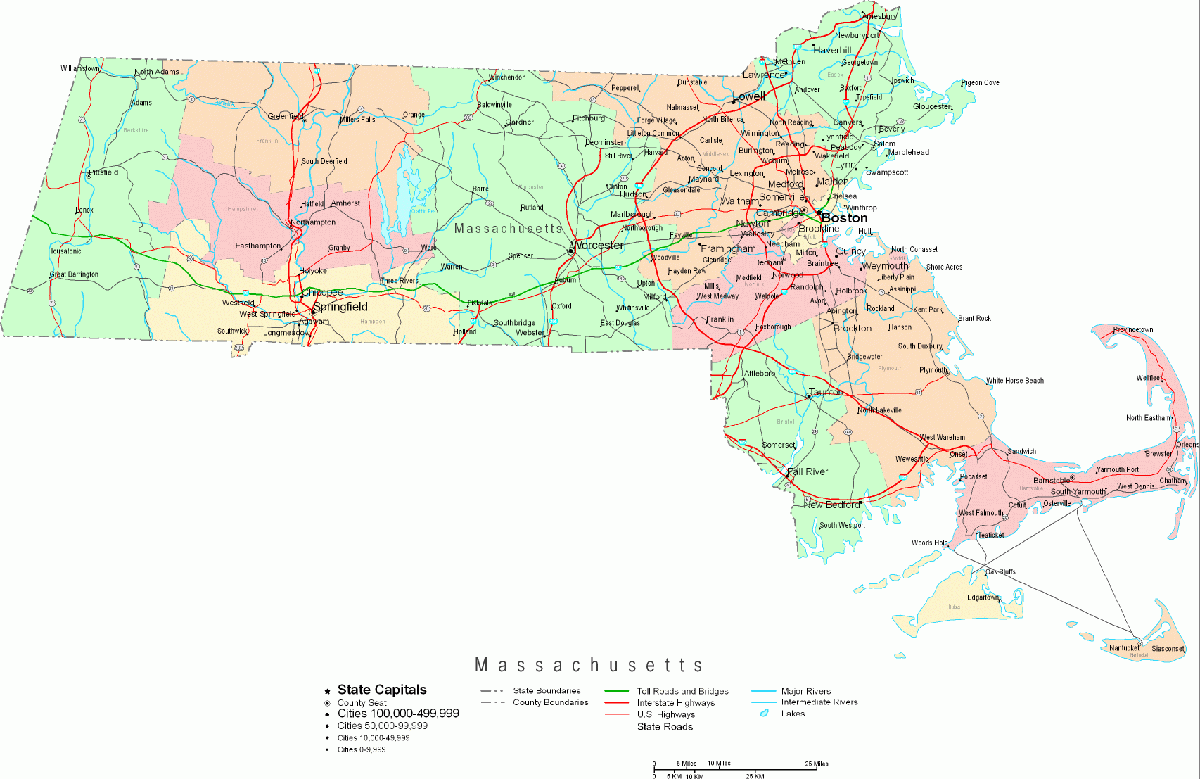 Printable Map Of Massachusetts Towns Adams Printable Map
