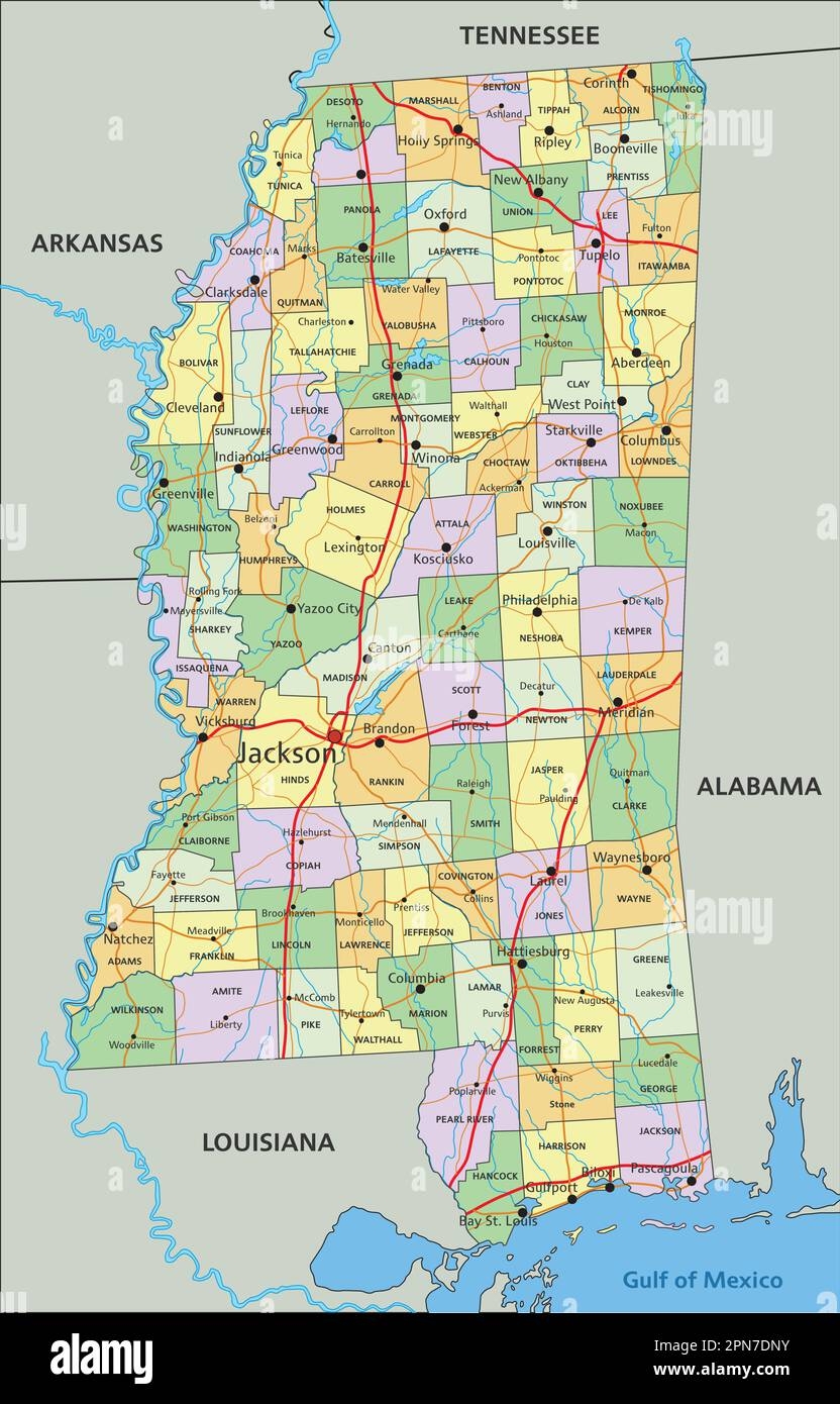 Printable Map Of Mississippi Cities