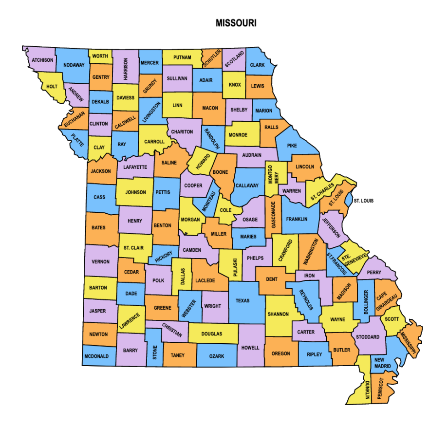 Printable Map Of Missouri Counties