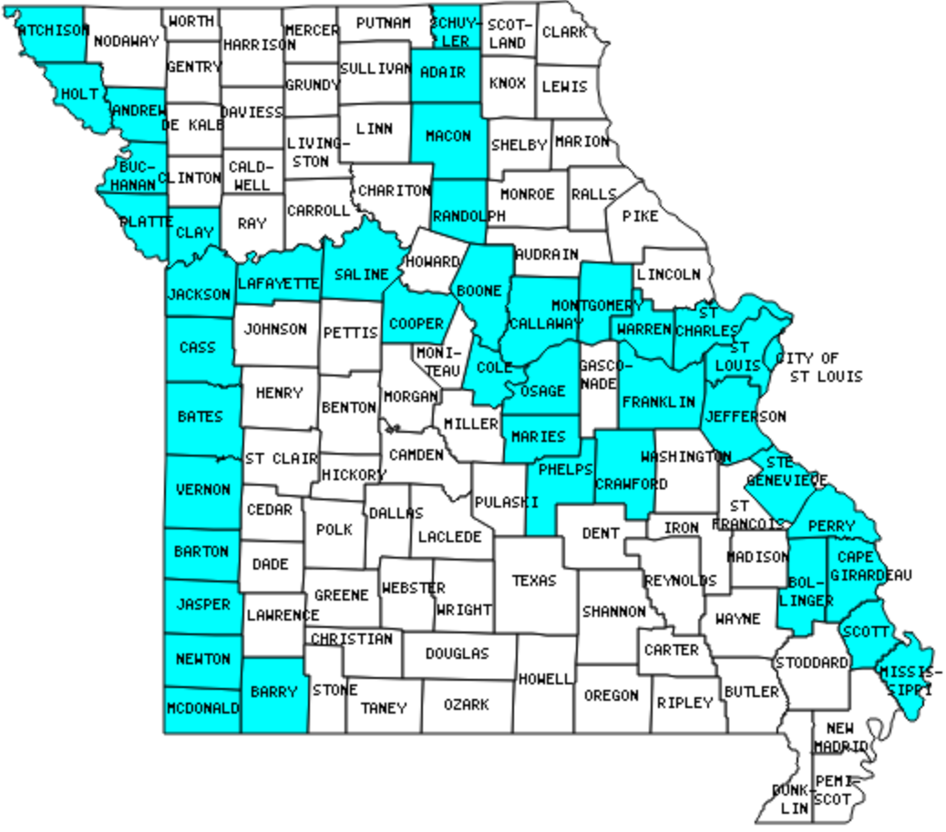 Printable Map Of Missouri Counties