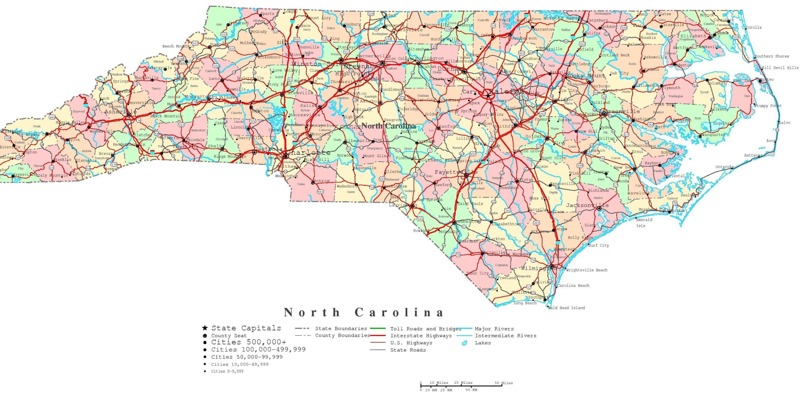 Printable Map Of Nc Counties