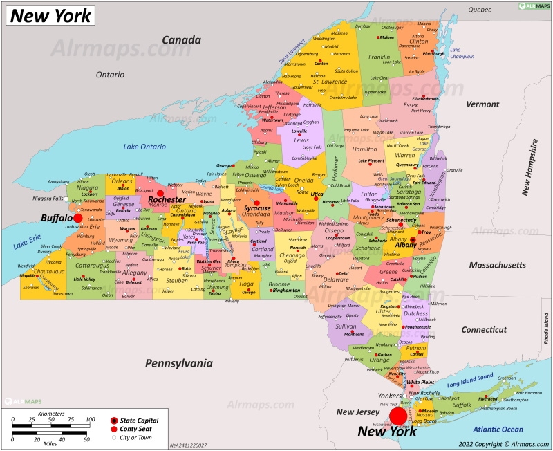 Printable Map Of New York State Cities