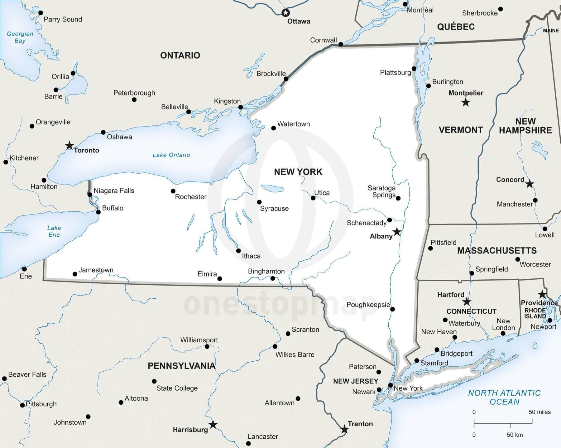 Printable Map Of New York State With Cities Educational Printable 