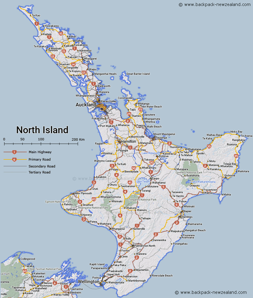 Printable Map Of North Island Nz