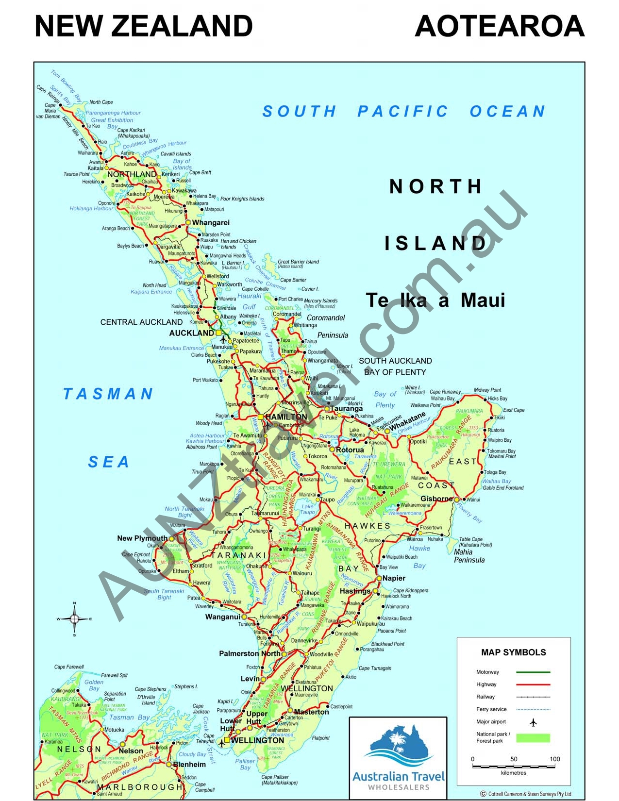 Printable Map Of North Island Nz