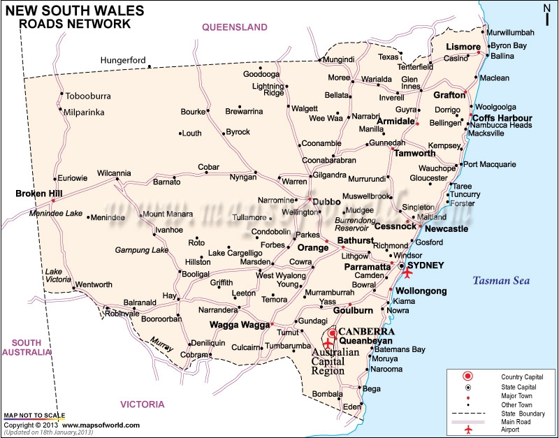 Printable Map Of Nsw Australia