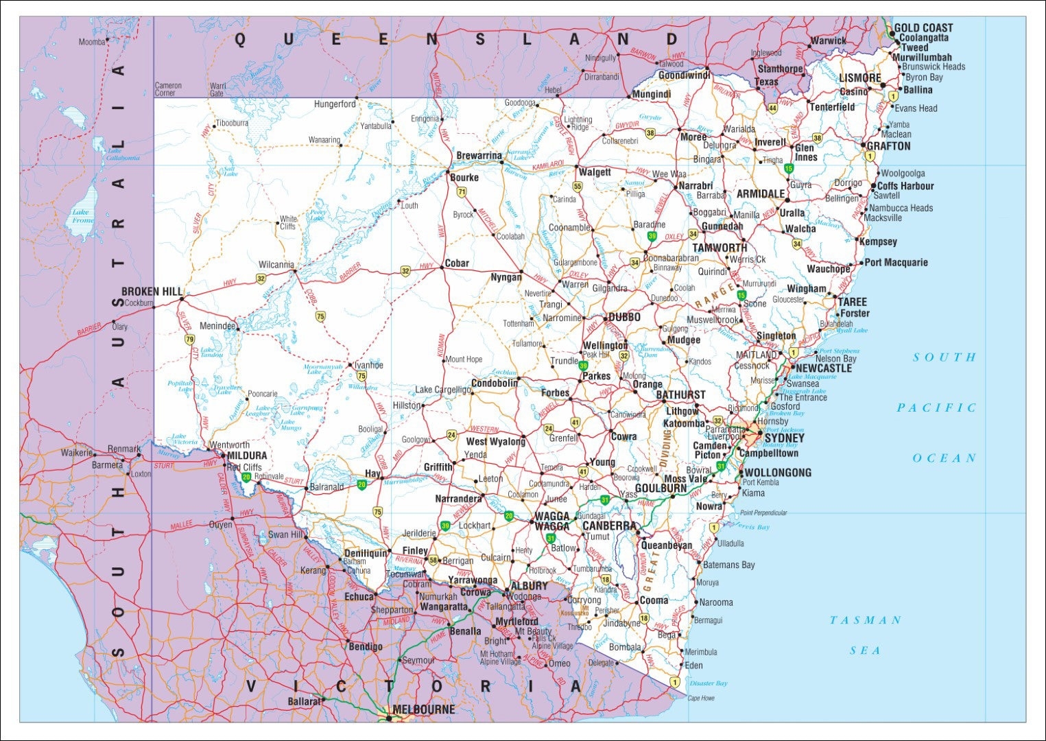 Printable Map Of Nsw