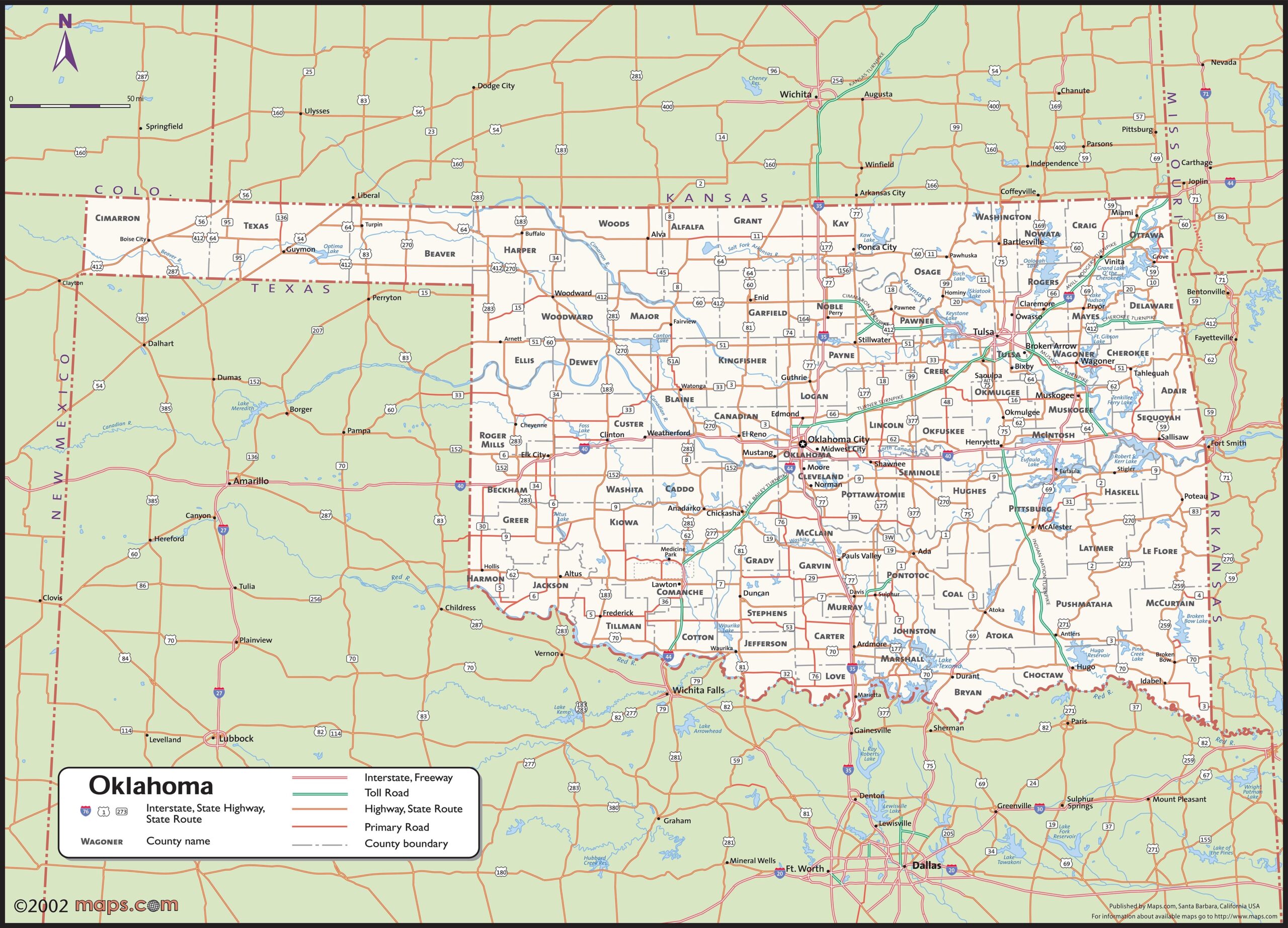 Printable Map Of Oklahoma Counties