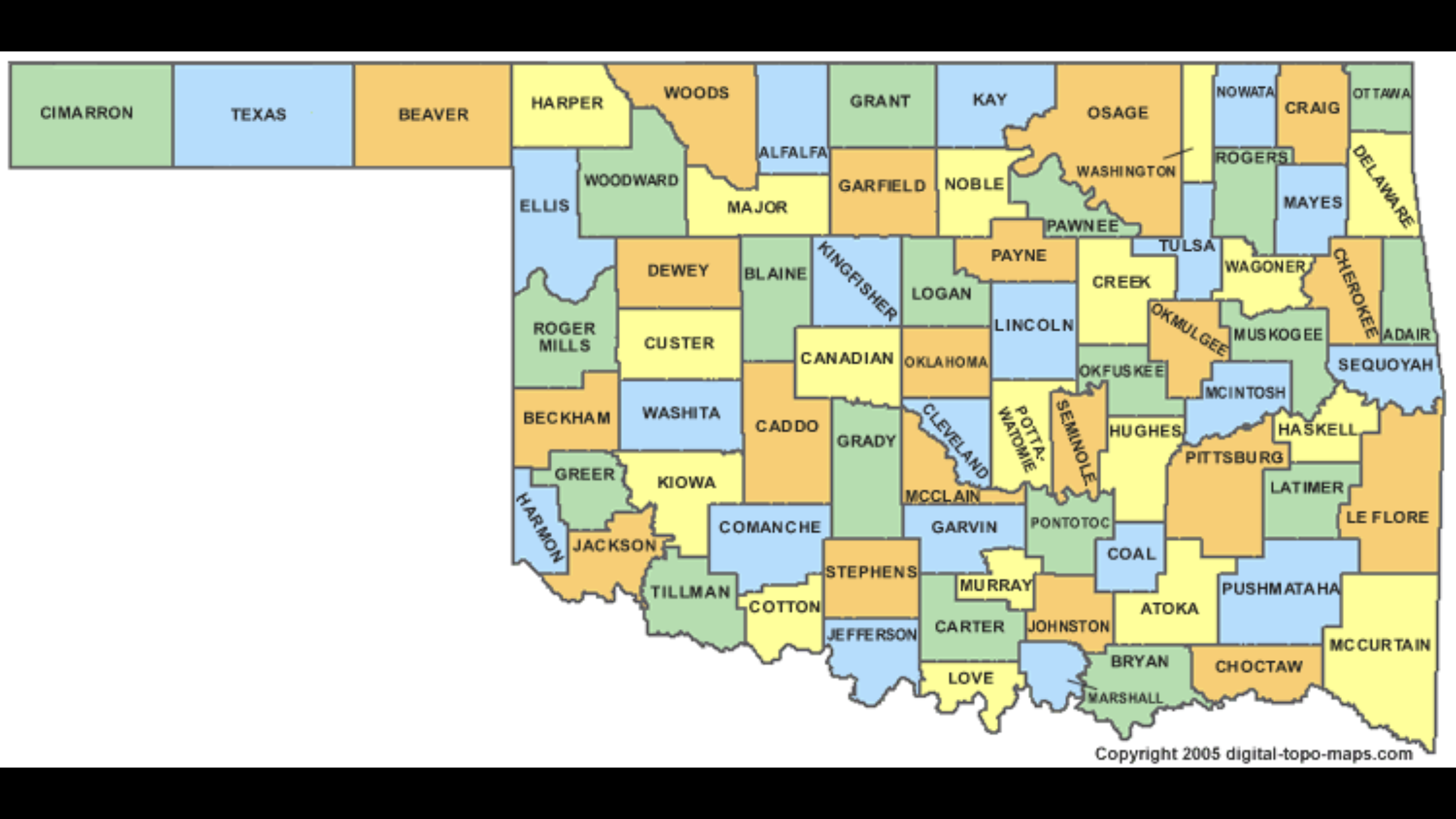 Printable Map Of Oklahoma Counties Calendar Productivity Hacks