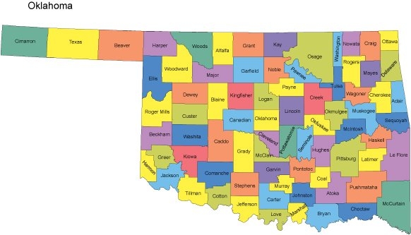 Printable Map Of Oklahoma Counties