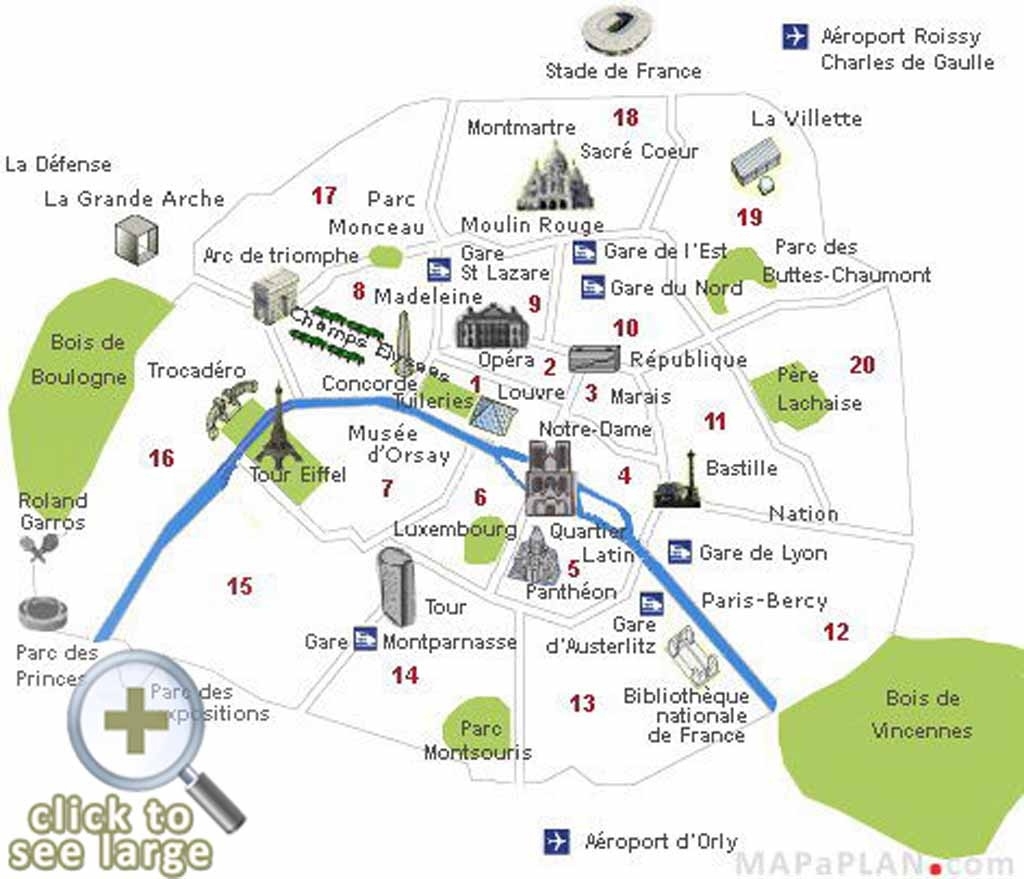 Printable Map Of Paris Tourist Attractions