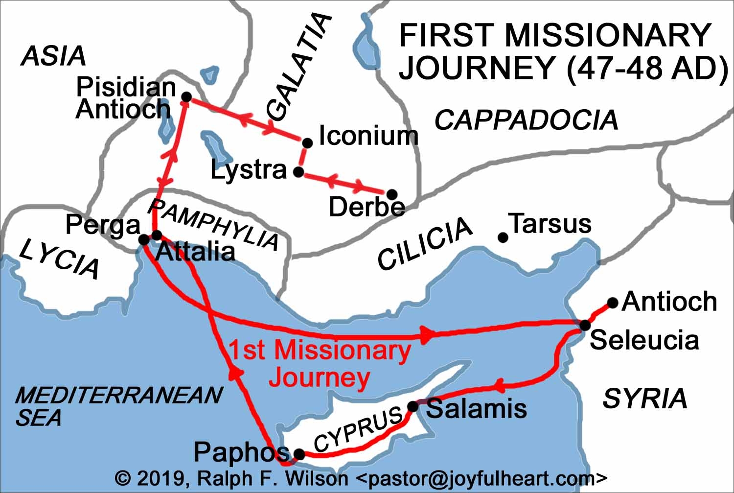 Printable Map Of Paul 39 s Missionary Journeys